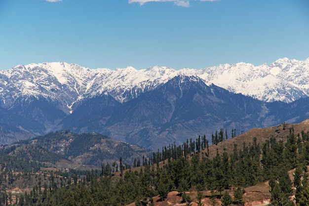 The panoramic view of Himalayas in Malam Jabba close Hindu Kush mountain Pakistan