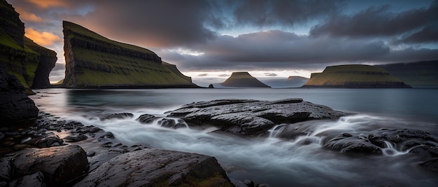 Panoramic view into the bay Faroe Islands Generative AI