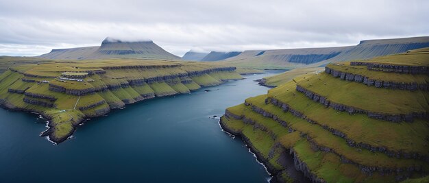 Panoramic view into the bay Faroe Islands Generative AI