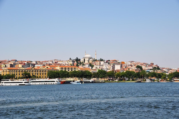 Panoramic view of Istanbul from the Bosphorus. July 12, 2021, Istanbul, Turkey.