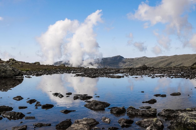 Photo panoramic view of lake against sky