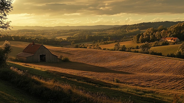 Photo panoramic view of a large farm with diverse crops