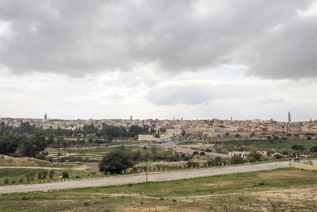 Panoramic view of Meknes, a city in Morocco which was founded in the 11th century by the Almoravids