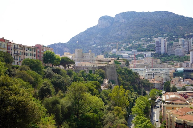 Panoramic view of Monaco with the Prince's Palace fortress official residence of the Sovereign Prince of Monaco