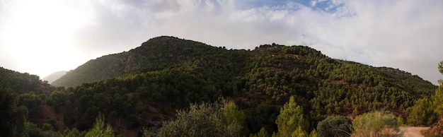 Panoramic view of a mountain at sunset El Burgo Malaga