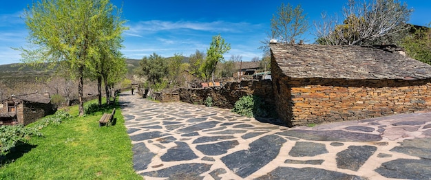 Panoramic view of old stone village in Guadalajara Castilla la Mancha