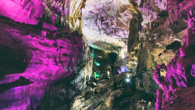 Panoramic view of rock formations in cave