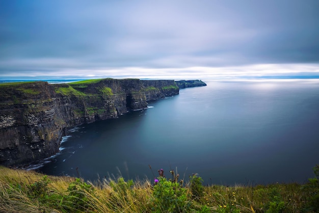 Panoramic view of the scenic cliffs of moher in ireland