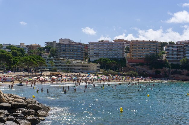 Panoramic view of the summer on the beach of salou