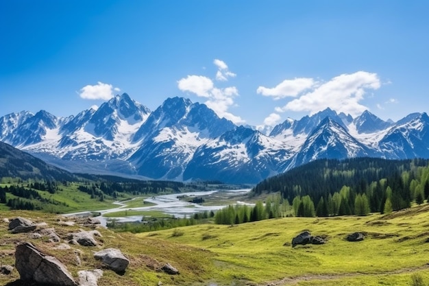 Photo panoramic view of tatra mounains landscape of high tatras in the spring snowy mountain tops