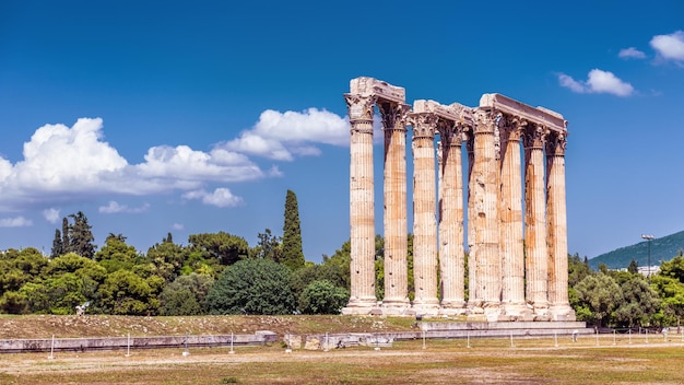 Panoramic view of Temple of Olympian Zeus or Olympieion Athens Greece