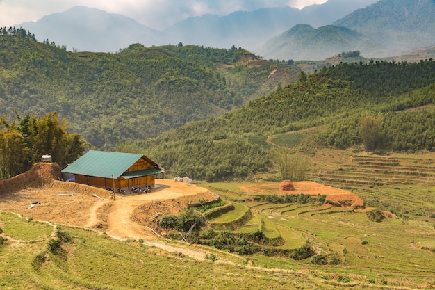 Panoramic view of Terraced rice field in Sapa Lao Cai Vietnam