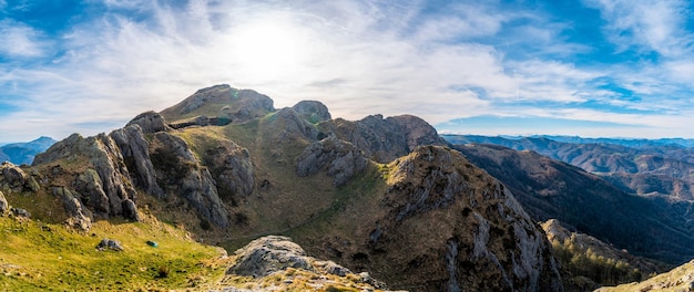 Panoramic view of the top of the Aiako Harria or Penas de Aya mountain in the town of Oiartzun Guipuzcoa Basque Country