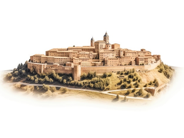 Panoramic view of Urbino city Italy