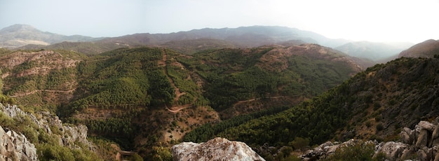 Panoramic view of a valley from a viewpoint El Burgo Malaga