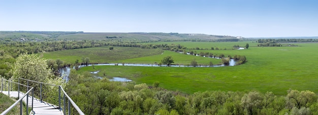 Panoramic view of the valley of the river in the central part of Russia