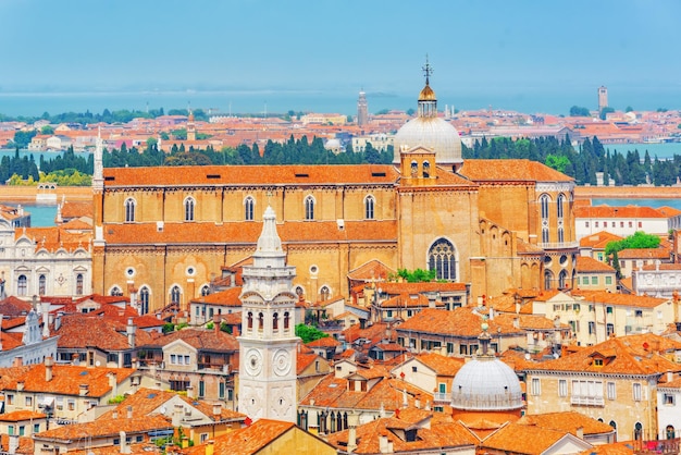 Panoramic view of Venice from the Campanile tower of St Marks Cathedral Campanile di San Marco Italy