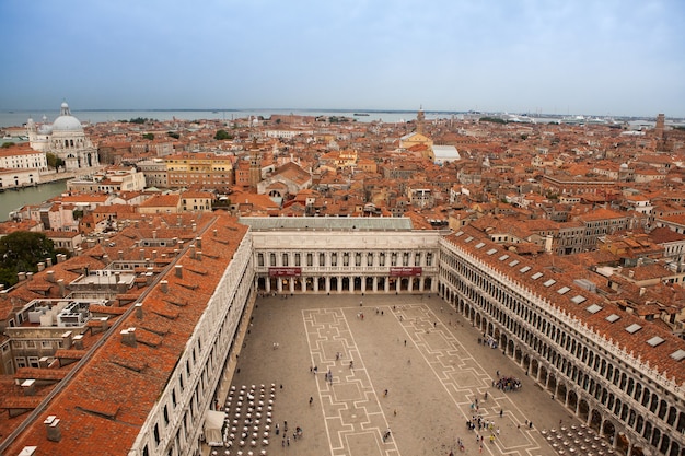 panoramic view on venice and grand canal in italy