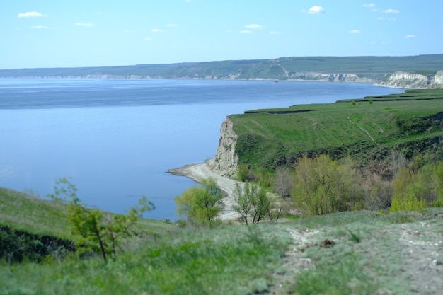 Panoramic view of the Volga River coast Russia