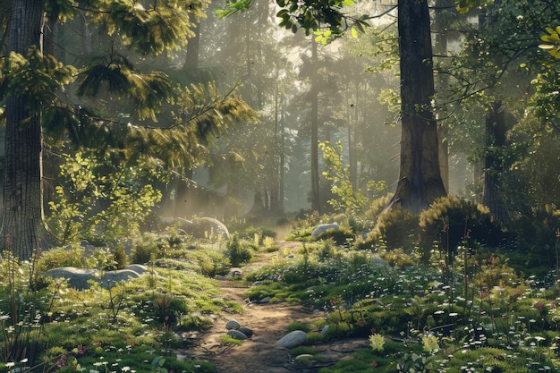 Panoramic View of Wild Forest on background