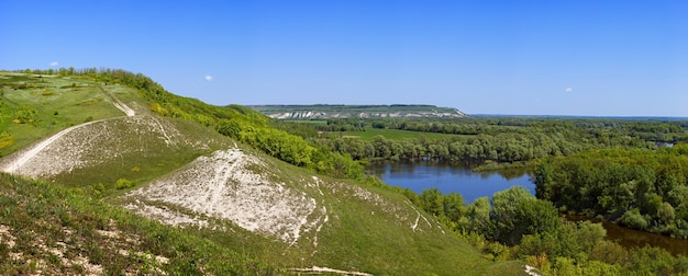 Panoramic views of the chalk hills in the Don River valley