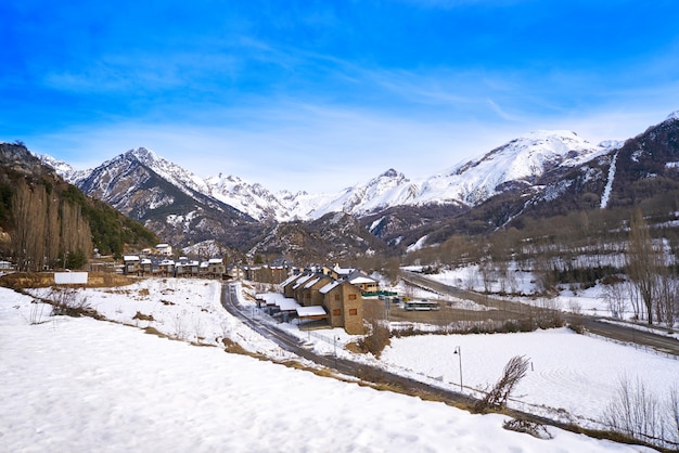 Panticosa snow skyline in Huesca Pyrenees Spain