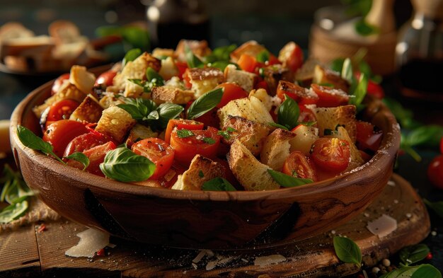 A Panzanella on the Italy traditional background professional advertising food photo ai generated