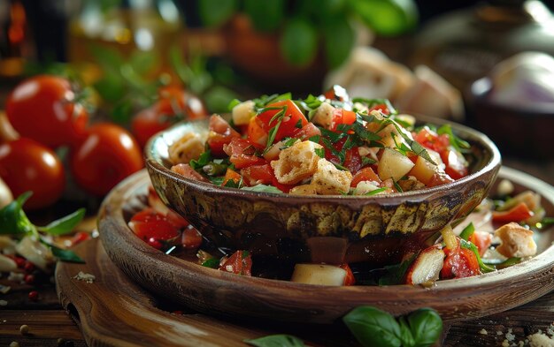 A Panzanella on the Italy traditional background professional advertising food photo ai generated