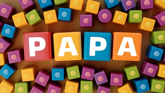 Papa spelling on toy block Happy Fathers Day Banner