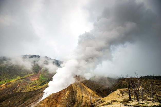 Papandayan volcano on the western Java in Indonesia