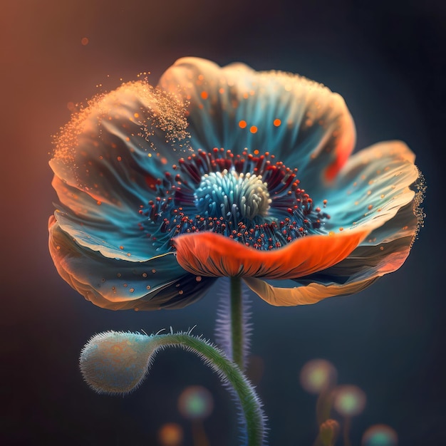 Papaver rhoeas or red poppy Generative AI