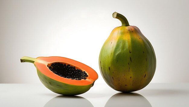 Photo a papaya fruit on the 4k white background