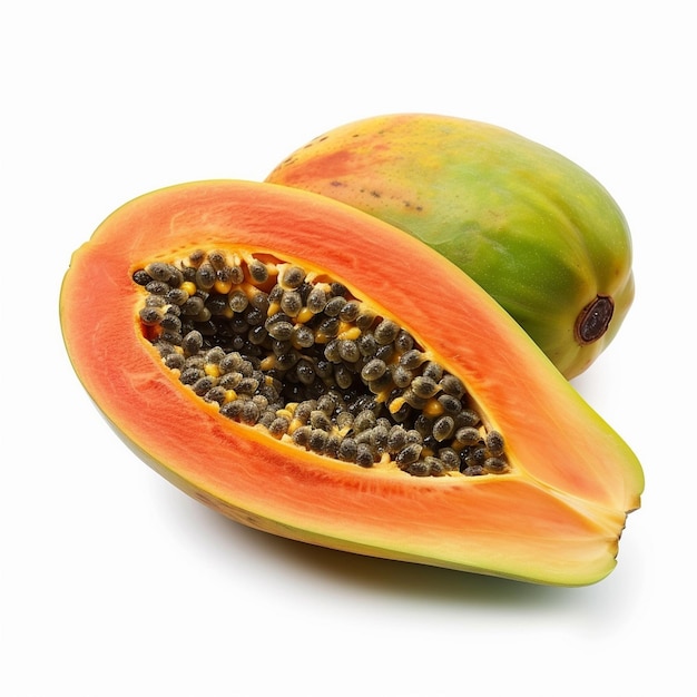 Papaya Fruit Isolated on White Background