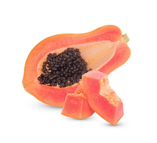 Papaya fruit isolated on white background