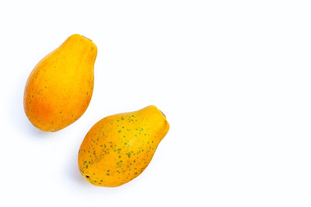 Papaya fruit on white background