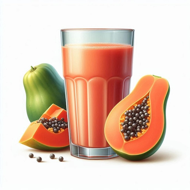 Papaya Juice with isolated white background