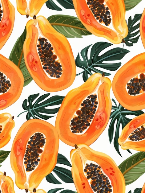 papaya patterns on a white background