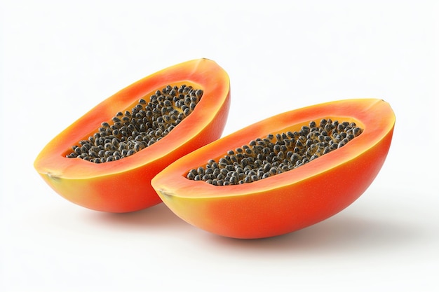 Papaya realistic fruit healty food isolated on a white background