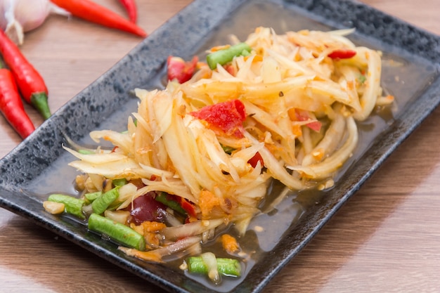 papaya salad on plate