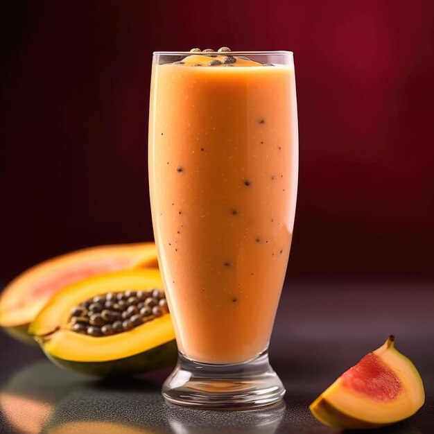 Papaya Smoothie with studio background