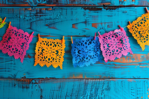 Papel picado flags for national hispanic heritage month festival