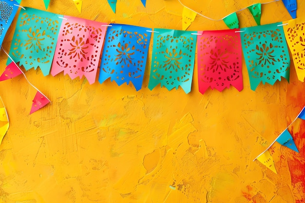 Papel picado flags for national hispanic heritage month festival