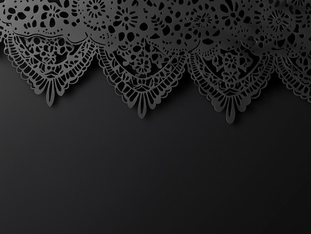 Photo papel picado patterned banner in black for hispanic festivities