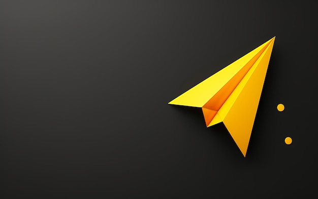 a paper airplane with a yellow paper airplane on its side