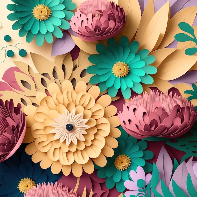 Paper art beautiful wallpapers of colorful paper flowers Generate Ai