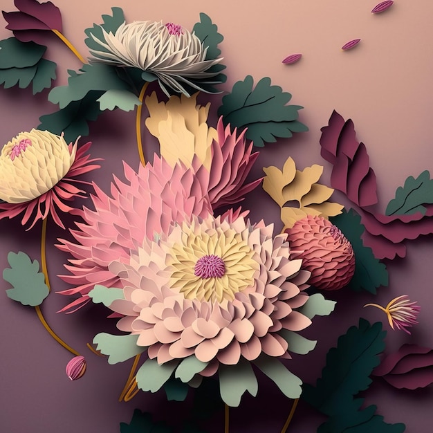 Paper art beautiful wallpapers of colorful paper flowers Generate Ai