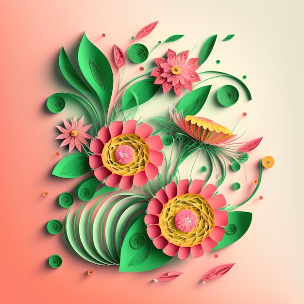 Paper art beautiful wallpapers of colorful paper flowers Generate Ai