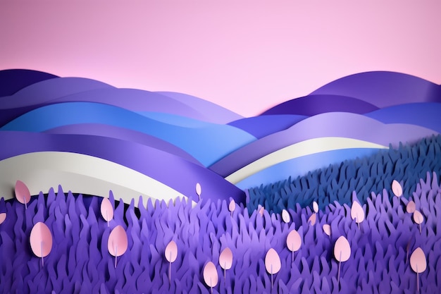 Paper art of a field of lavender