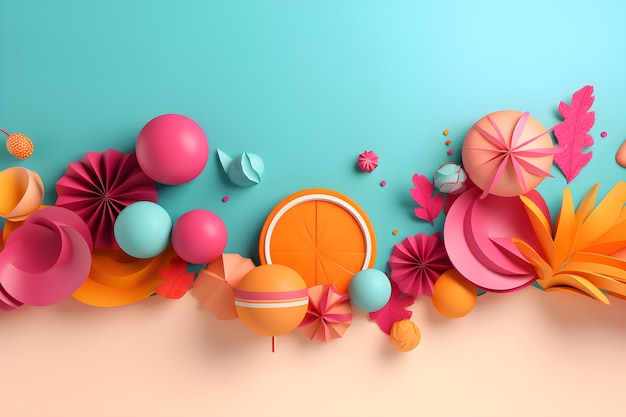 Paper art of a orange and pink background