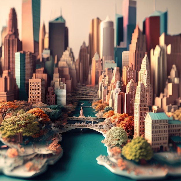 Paper art style image of new york Generative AI